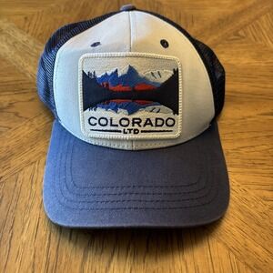 Vintage Colorado Limited Blue‎ Snapback Trucker Cap Hat Mesh Back Rocky Mountain
